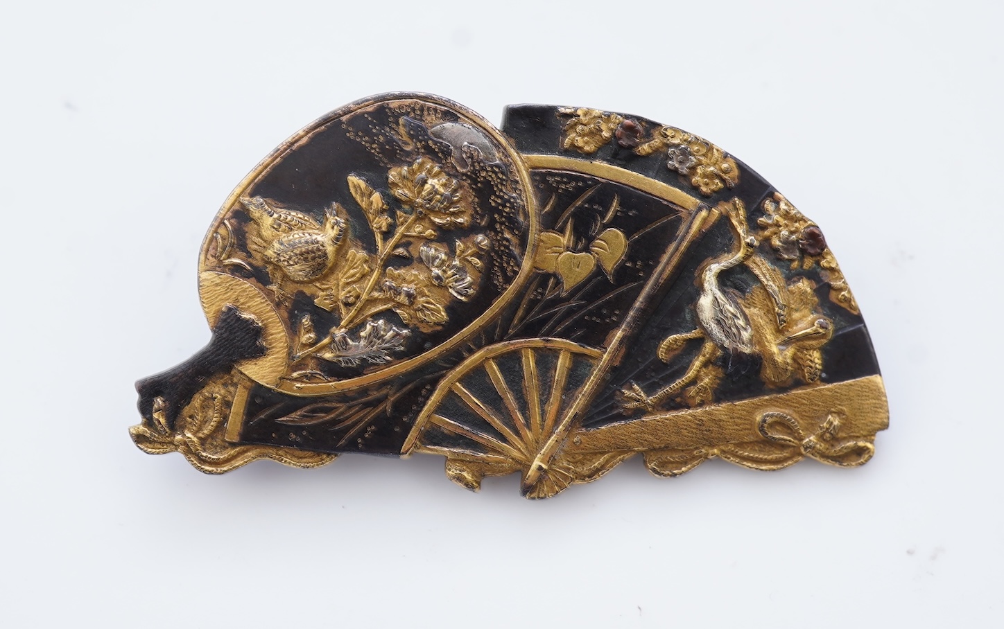 A Victorian shakudo brooch, circa 1880